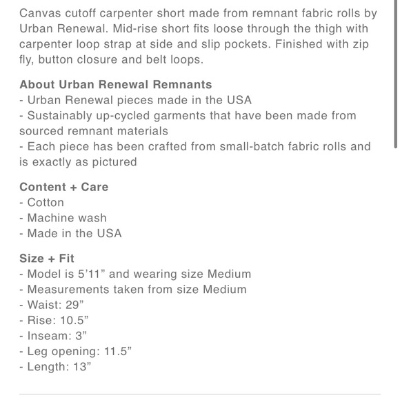 UO Urban Renewal Remnants Canvas Carpenter Shorts Sz S NWT Mint Seafoam Sea Salt - Picture 3 of 12